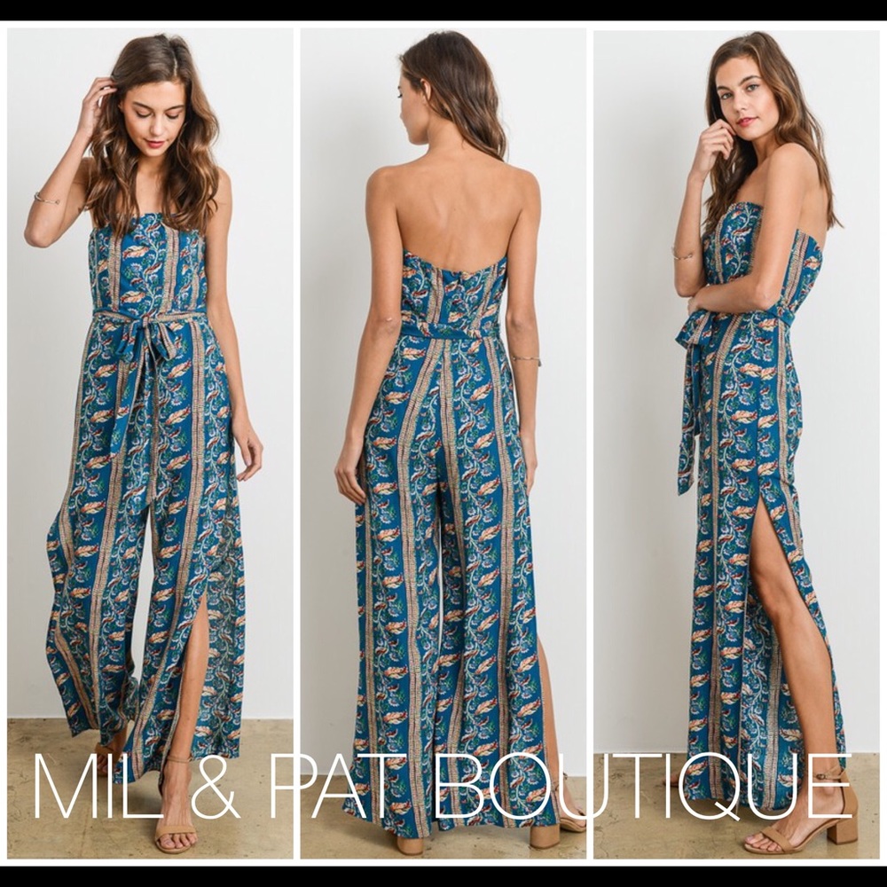 🆕TEAL PATTERNED JUMPSUIT
